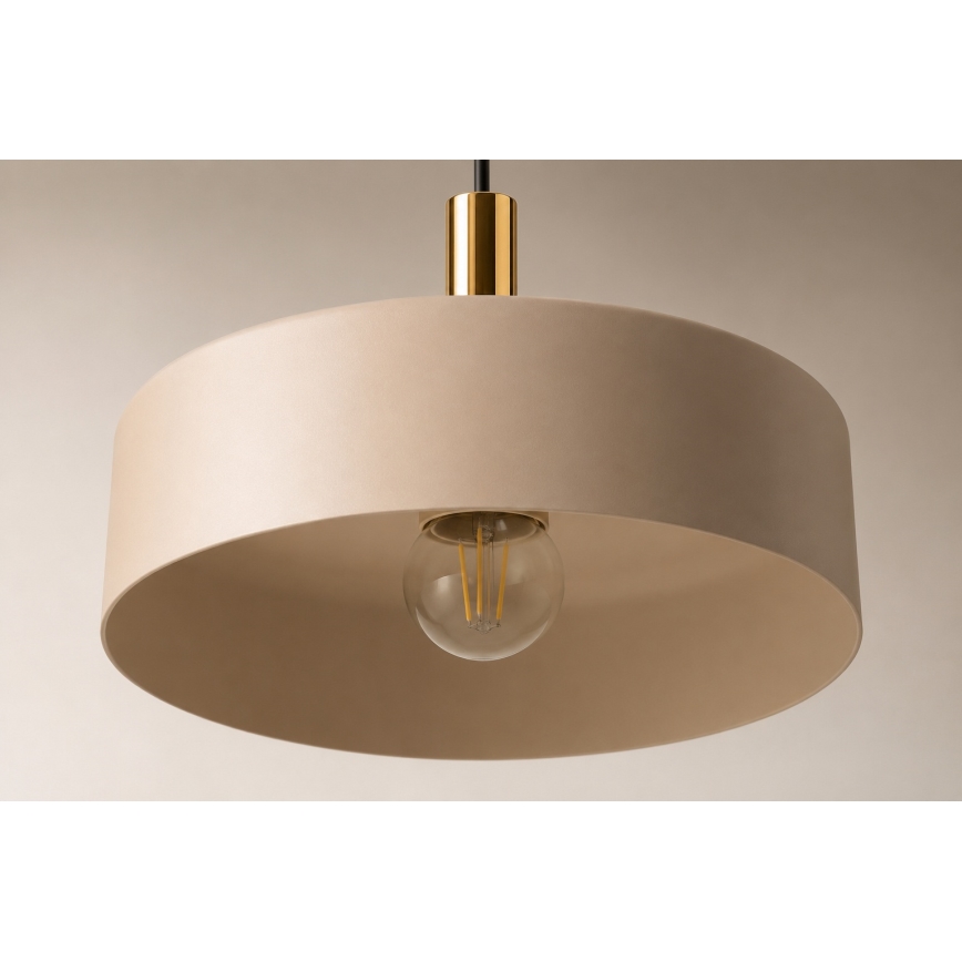 Lampadario a sospensione su cavo LATTE 3xE27/60W/230V beige/nero/oro