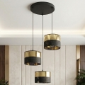 Lampadario a sospensione su cavo LUX 3xE27/15W/230V nero/oro
