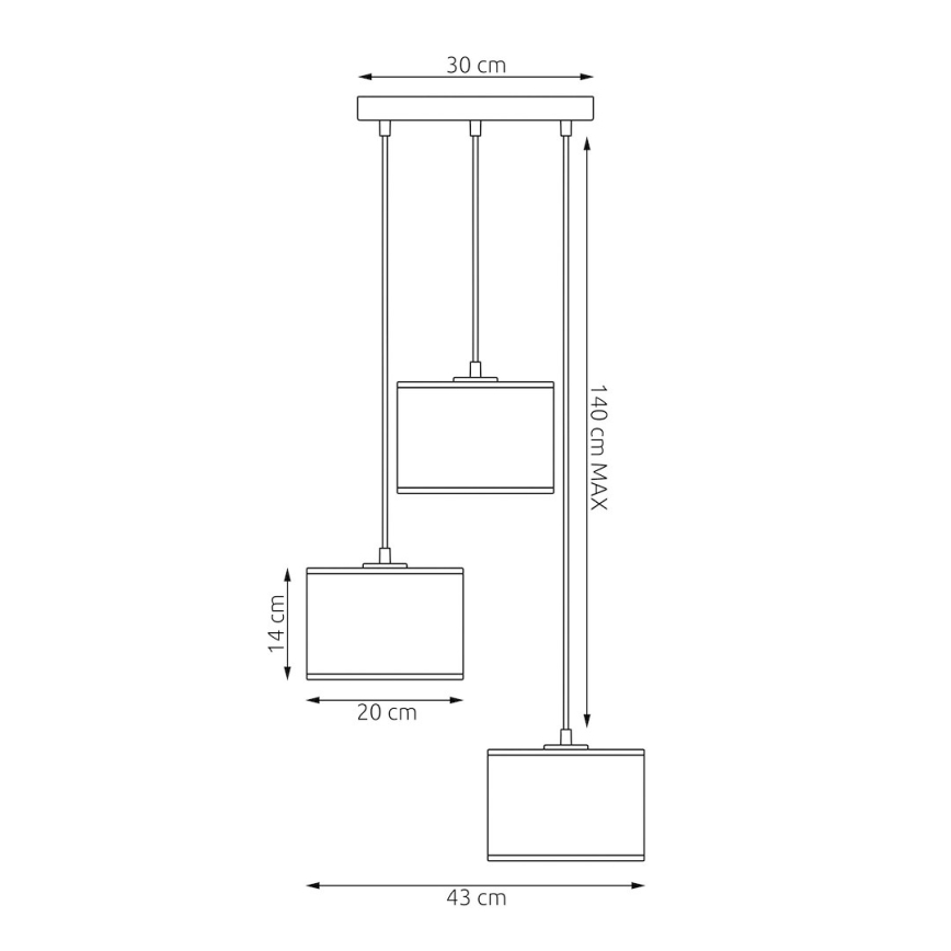 Lampadario a sospensione su cavo LUX 3xE27/15W/230V nero/oro