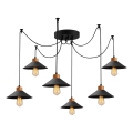 Lampadario a sospensione su cavo MANAVGAT 6xE27/40W/230V, design a ragno, nero/marrone