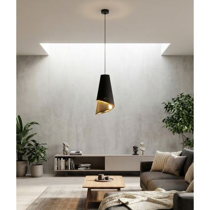 Lampadario a sospensione su cavo MODA 1xE27/15W/230V nero/oro