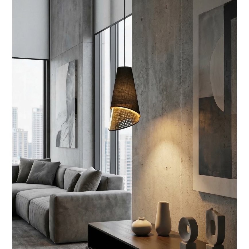 Lampadario a sospensione su cavo MODA 1xE27/15W/230V nero/oro