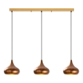 Lampadario a sospensione su cavo MUBA 3xE27/40W/230V in rame