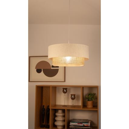 Lampadario a sospensione su cavo NATIA 1xE27/60W/230V Ø 45 cm bianco/marrone