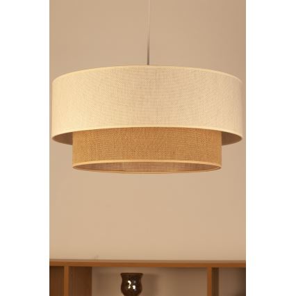 Lampadario a sospensione su cavo NATIA 1xE27/60W/230V Ø 45 cm bianco/marrone