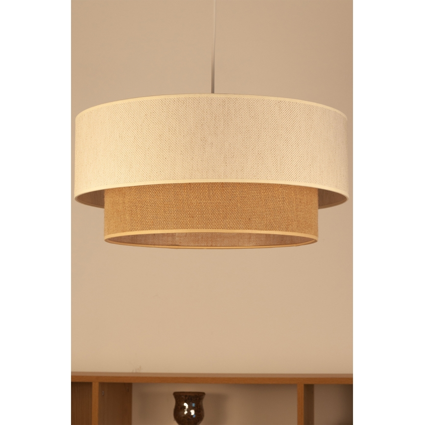 Lampadario a sospensione su cavo NATIA 1xE27/60W/230V Ø 45 cm bianco/marrone