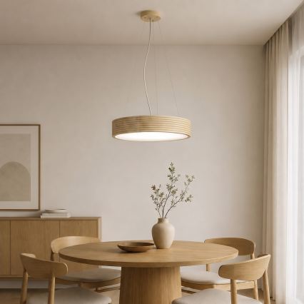 Lampadario a sospensione su cavo NATURAL MODERN 3xE27/15W/230V Ø 47,5 cm in pino