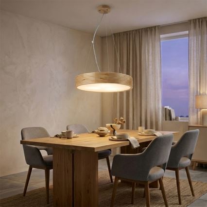 Lampadario a sospensione su cavo NATURAL MODERN 3xE27/15W/230V Ø 47,5 cm in pino