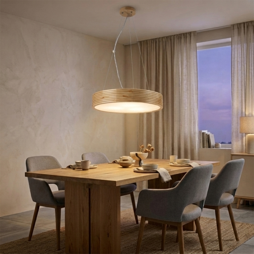 Lampadario a sospensione su cavo NATURAL MODERN 3xE27/15W/230V Ø 47,5 cm in pino