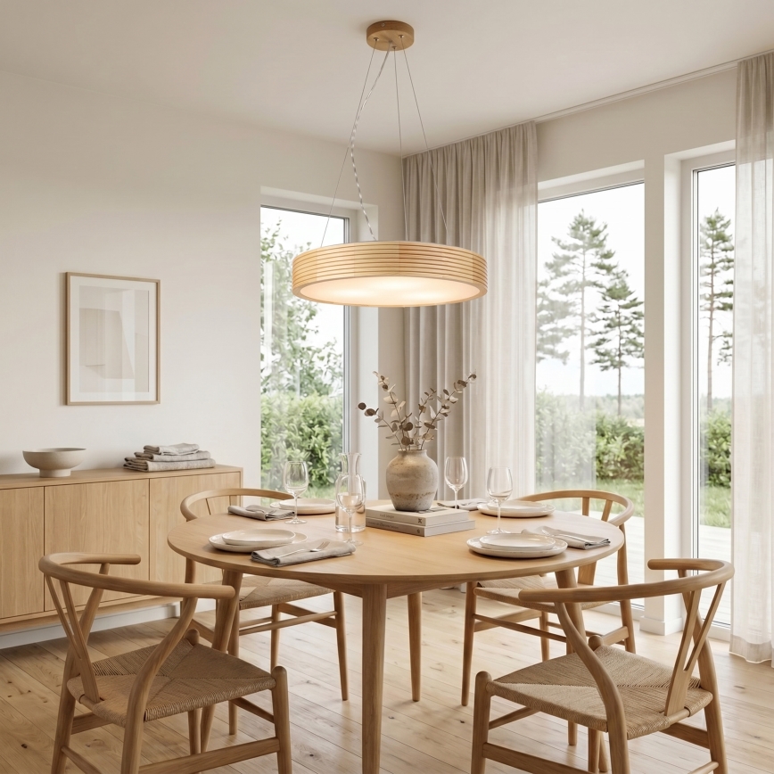 Lampadario a sospensione su cavo NATURAL MODERN 3xE27/15W/230V Ø 47,5 cm in pino