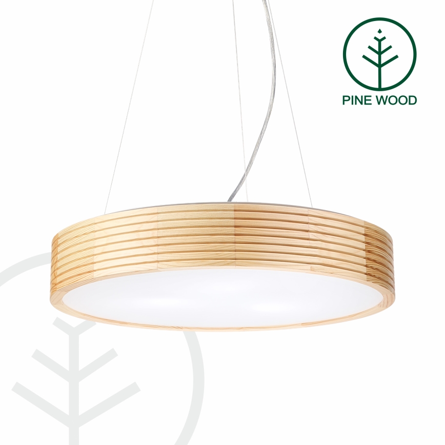 Lampadario a sospensione su cavo NATURAL MODERN 3xE27/15W/230V Ø 47,5 cm in pino