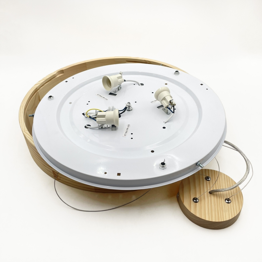 Lampadario a sospensione su cavo NATURAL MODERN 3xE27/15W/230V Ø 47,5 cm in pino