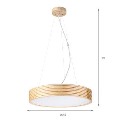 Lampadario a sospensione su cavo NATURAL MODERN 3xE27/15W/230V Ø 47,5 cm in pino