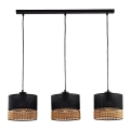Lampadario a sospensione su cavo PAGLIA 3xE27/60W/230V 60 cm in rattan