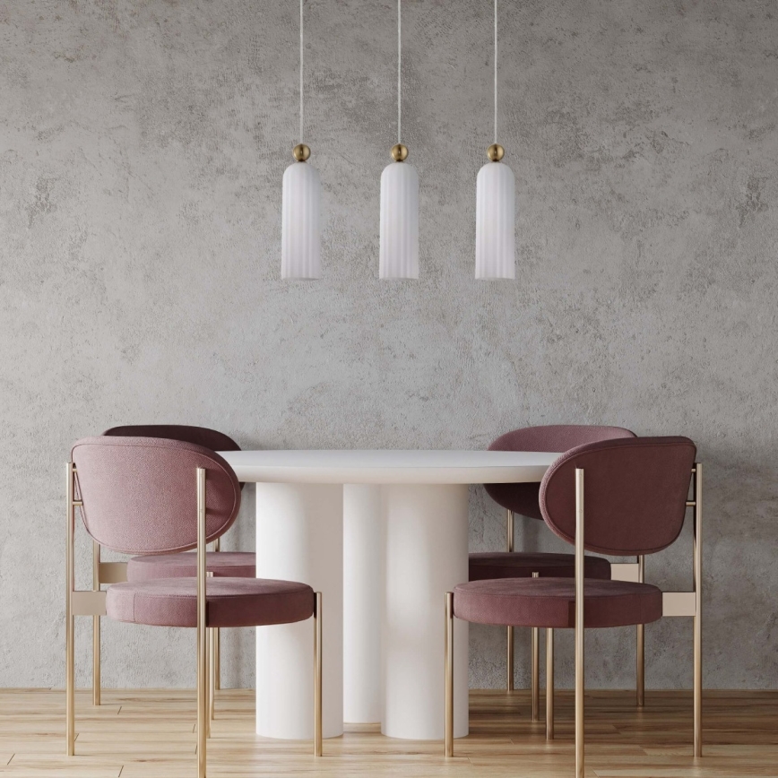 Lampadario a sospensione su cavo PIEGA 3xE14/40W/230V ottone/bianco