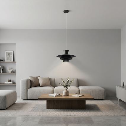 Lampadario a sospensione su cavo PLATO 1xE27/15W/230V nero