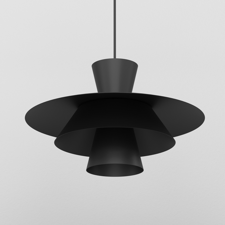 Lampadario a sospensione su cavo PLATO 1xE27/15W/230V nero