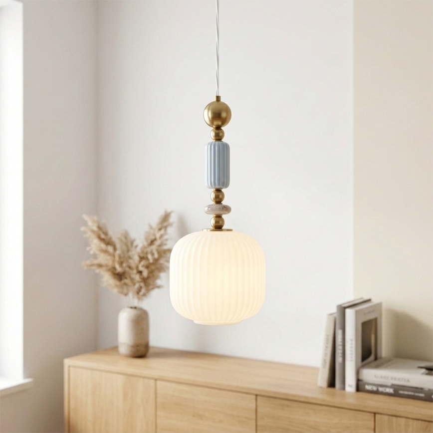 Lampadario a sospensione su cavo ROYAL 1xE27/15W/230V oro/bianco
