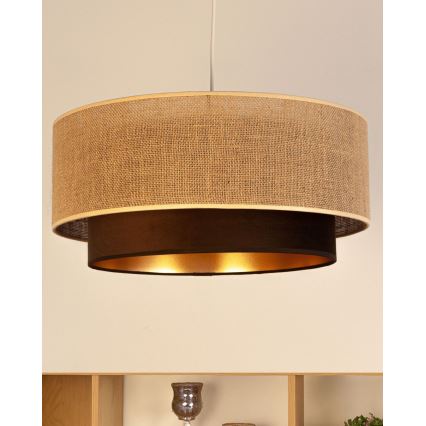 Lampadario a sospensione su cavo SARTA 1xE27/60W/230V Ø 45 cm marrone/iuta