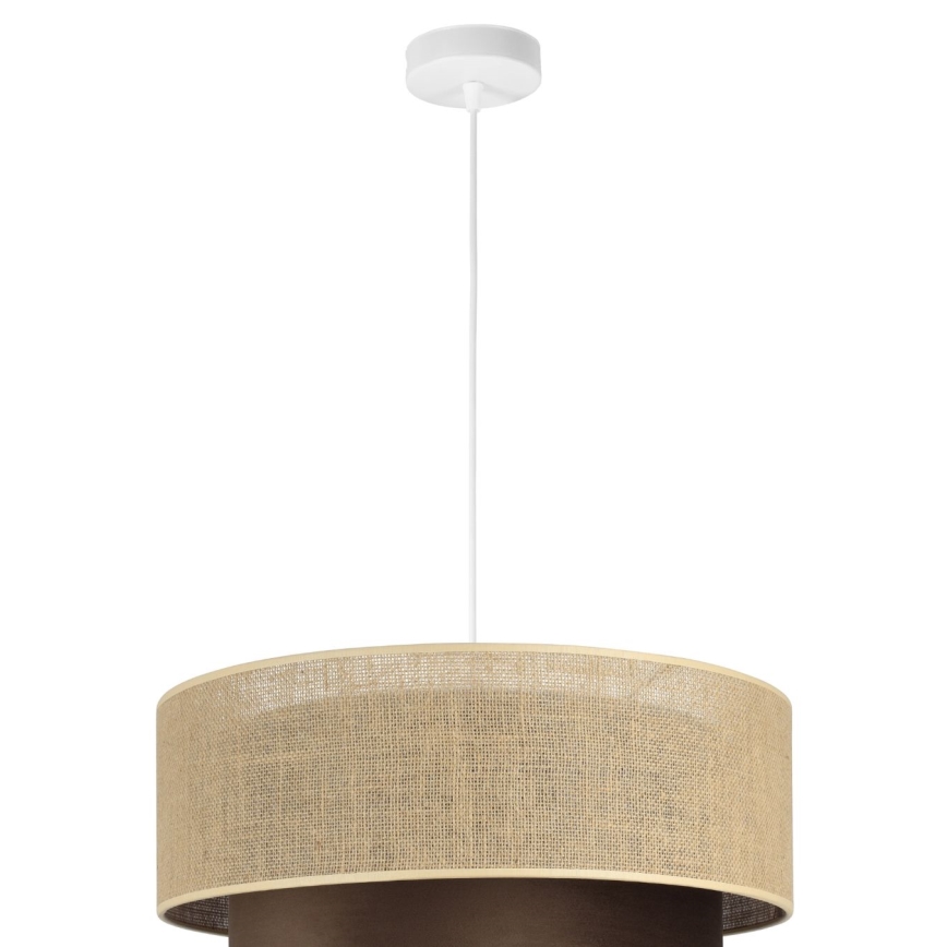 Lampadario a sospensione su cavo SARTA 1xE27/60W/230V Ø 45 cm marrone/iuta