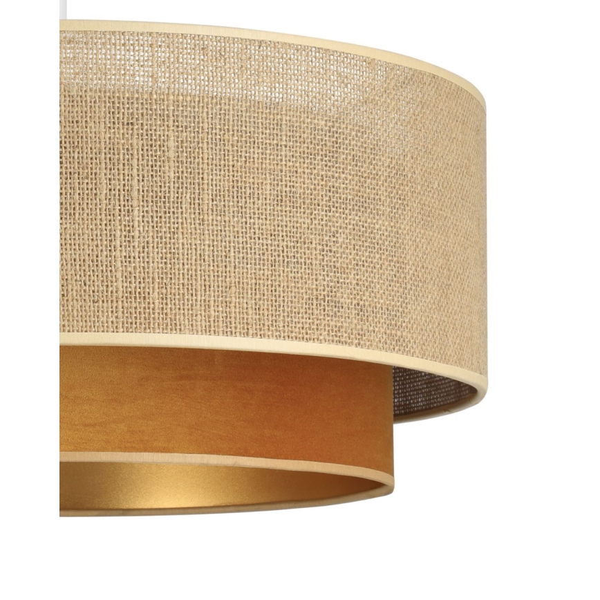 Lampadario a sospensione su cavo SARTA 1xE27/60W/230V Ø 45 cm rame/juta