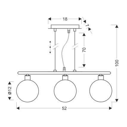 Lampadario a sospensione su cavo SOMUL 3xG9/20W/230V nero fumé