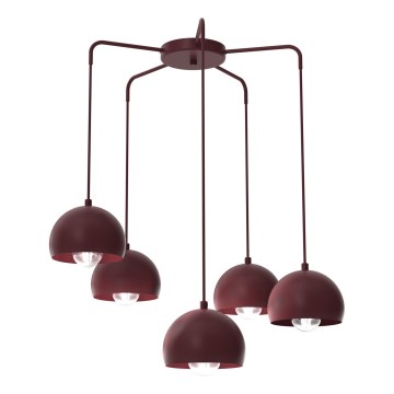 Lampadario a sospensione su cavo SOOL 5xE27/15W/230V bordeaux