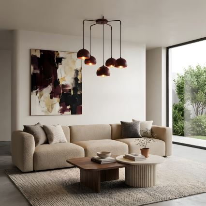 Lampadario a sospensione su cavo SOOL 5xE27/15W/230V bordeaux