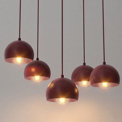 Lampadario a sospensione su cavo SOOL 5xE27/15W/230V bordeaux