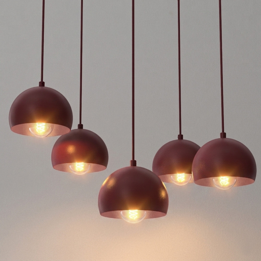 Lampadario a sospensione su cavo SOOL 5xE27/15W/230V bordeaux