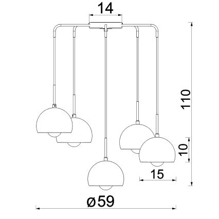 Lampadario a sospensione su cavo SOOL 5xE27/15W/230V bordeaux