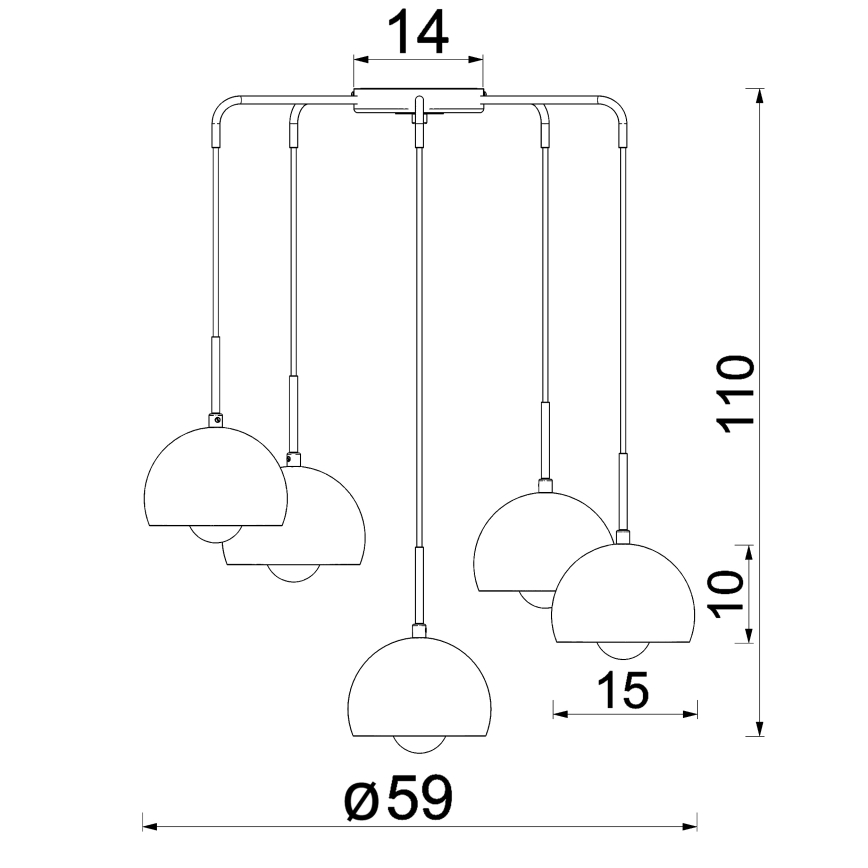 Lampadario a sospensione su cavo SOOL 5xE27/15W/230V bordeaux