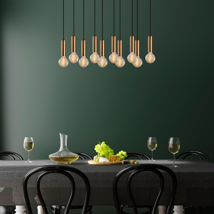 Lampadario a sospensione su cavo TEMPO 10xE27/40W/230V dorato