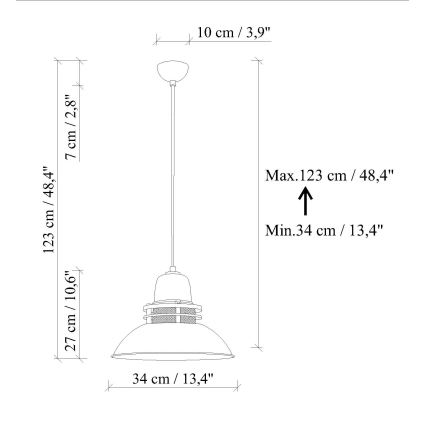 Lampadario a sospensione su cavo TIBET 1xE27/40W/230V arancione