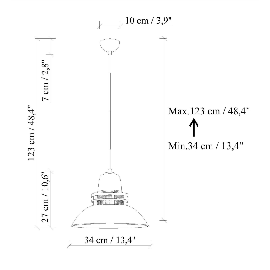 Lampadario a sospensione su cavo TIBET 1xE27/40W/230V arancione