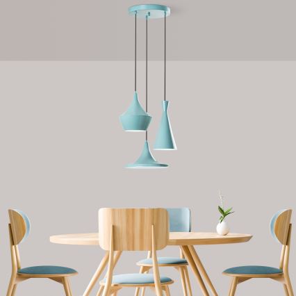 Lampadario a sospensione su cavo TOM, 3x E27, 40W max, 230V, blu