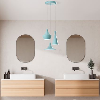 Lampadario a sospensione su cavo TOM, 3x E27, 40W max, 230V, blu