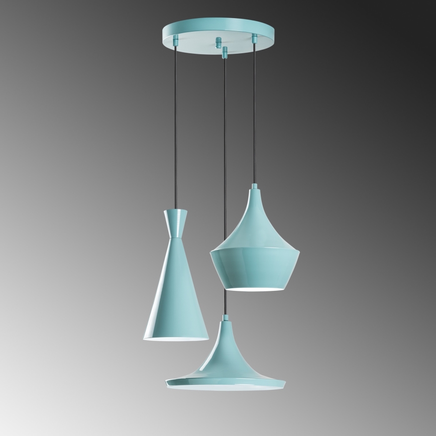 Lampadario a sospensione su cavo TOM, 3x E27, 40W max, 230V, blu
