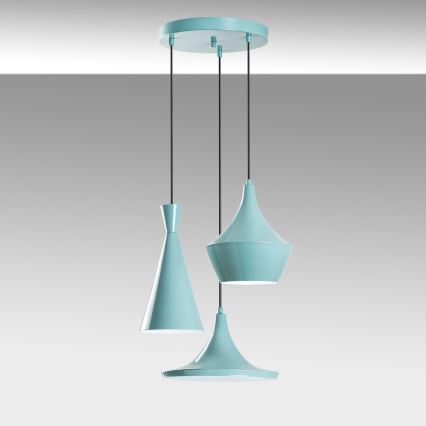 Lampadario a sospensione su cavo TOM, 3x E27, 40W max, 230V, blu