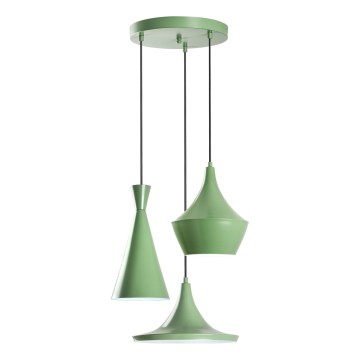 Lampadario a sospensione su cavo TOM 3xE27/40W/230V verde