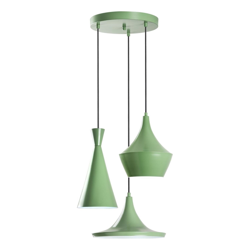 Lampadario a sospensione su cavo TOM 3xE27/40W/230V verde