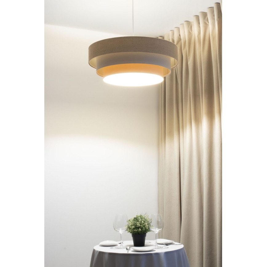 Lampadario a sospensione su cavo TRINITI 1xE27/60W/230V Ø 40 cm beige/crema