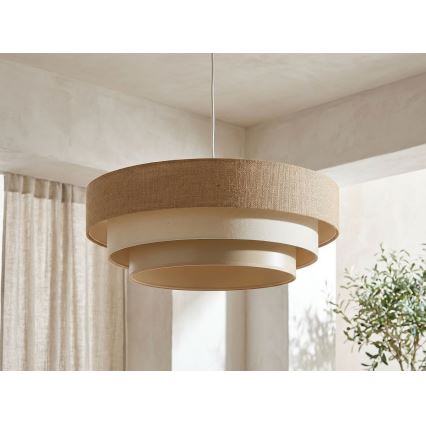 Lampadario a sospensione su cavo TRINITI 1xE27/60W/230V Ø 40 cm beige/crema