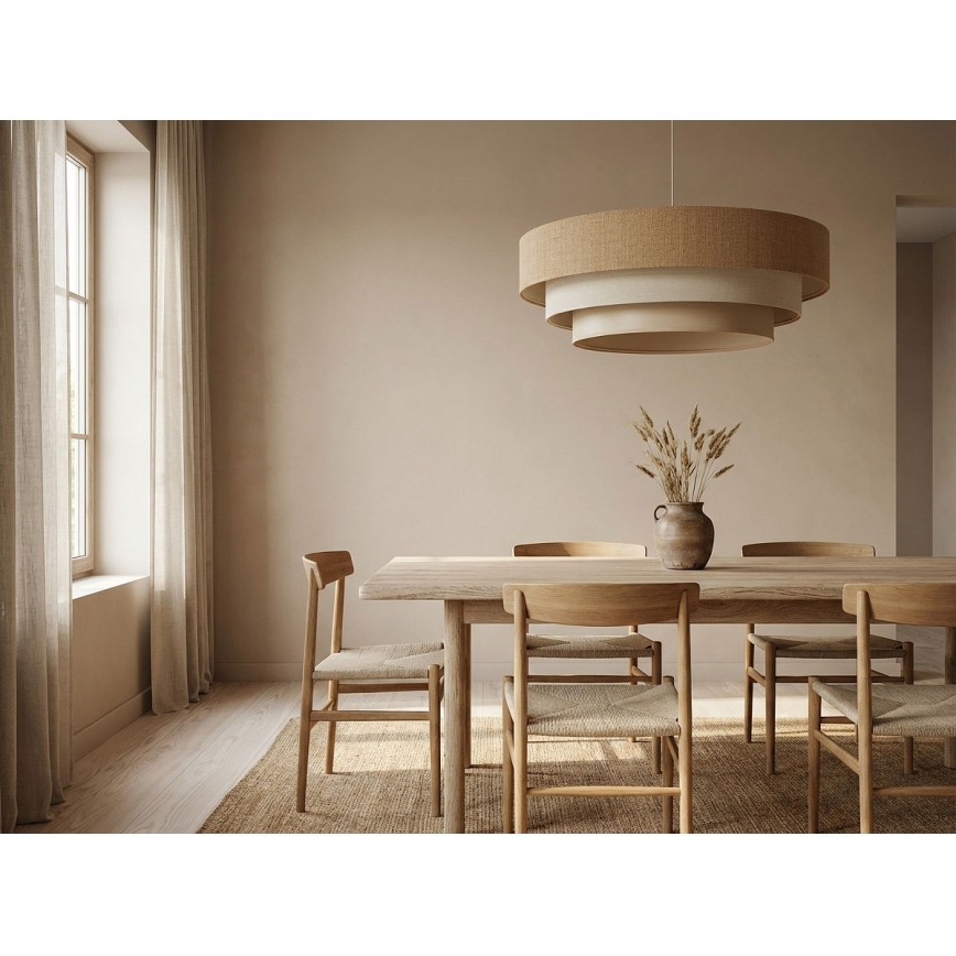 Lampadario a sospensione su cavo TRINITI 1xE27/60W/230V Ø 40 cm beige/crema