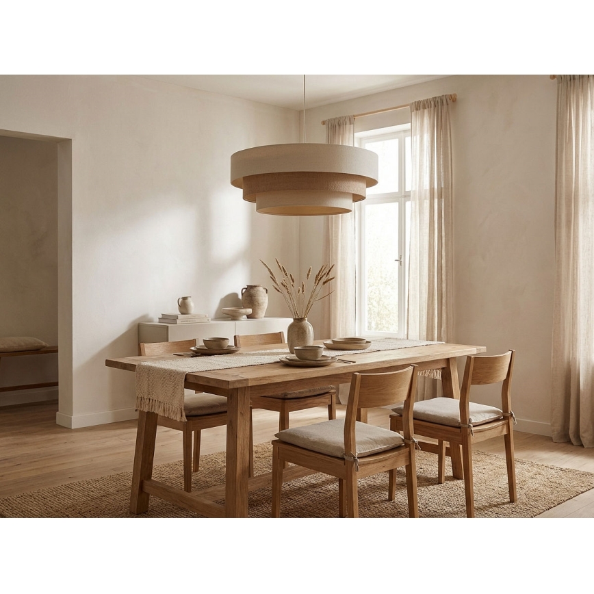 Lampadario a sospensione su cavo TRINITI 1xE27/60W/230V Ø 40 cm crema/beige