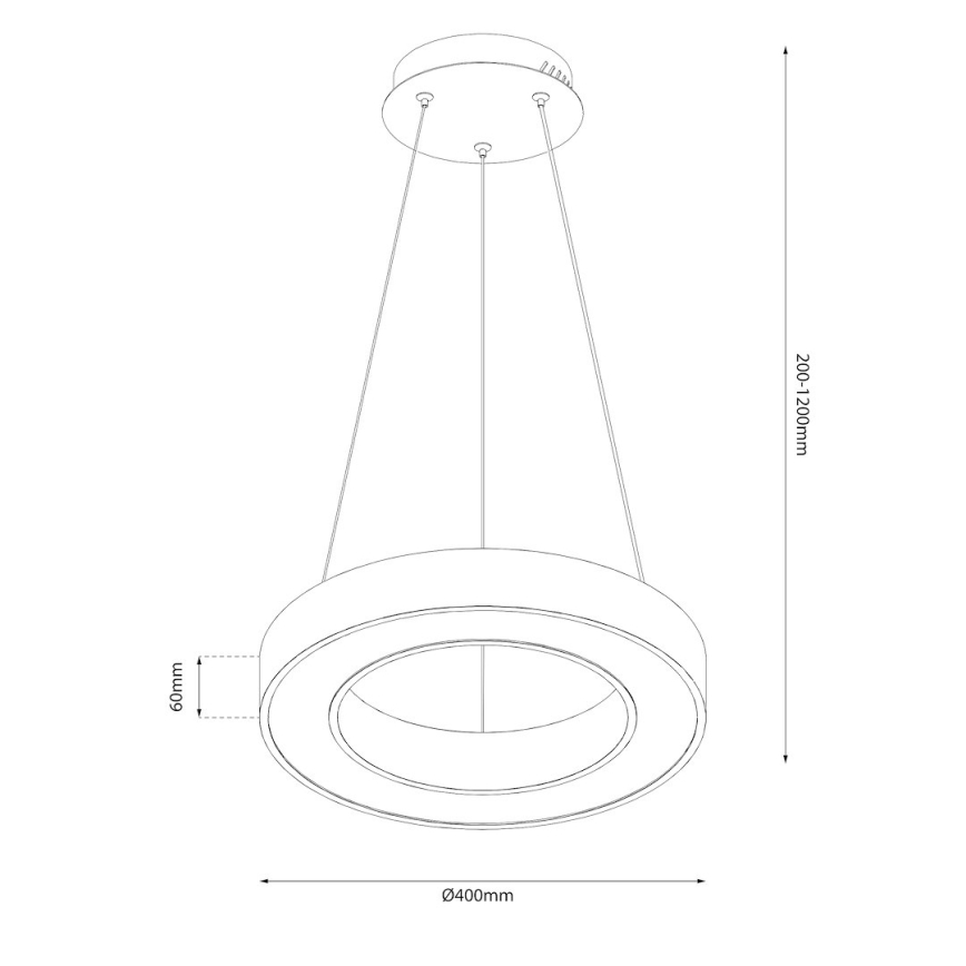 Lampadario a sospensione su cavo UNION LED/40W/230V 3000/4000/6500K Ø 40 cm nero