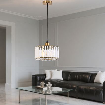 Lampadario a sospensione su cavo VETRO 1xE27/60W/230V dorato