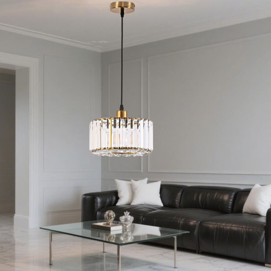 Lampadario a sospensione su cavo VETRO 1xE27/60W/230V dorato