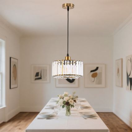 Lampadario a sospensione su cavo VETRO 1xE27/60W/230V dorato