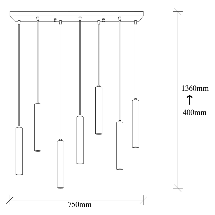 Lampadario a sospensione TEMPO 7xE27/40W/230V, finitura oro